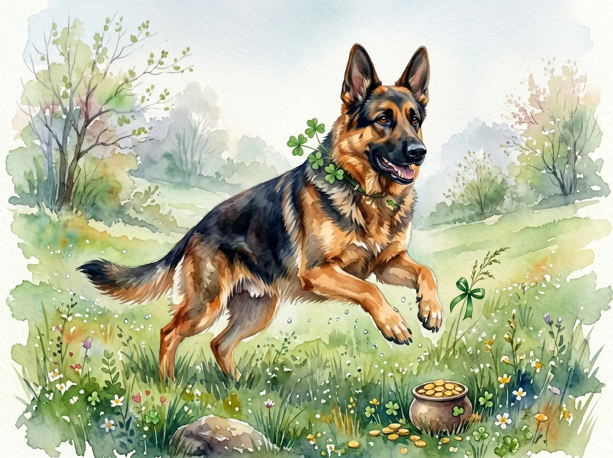 German Shepherd watercolor calendar month 3